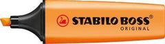 Pack of 3 Orange Stabilo Boss Highlighters Fluorescent Colours Water-Based Ink