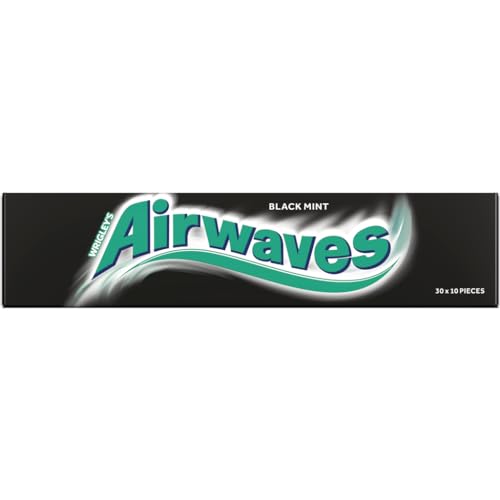 Airwaves Black Mint Sugarfree Chewing Gum, with Menthol Freshness, 30 Packs of 10 Pieces