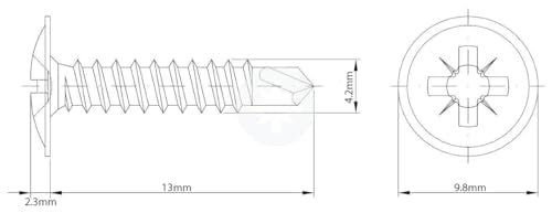 4.2mm x 13mm Self Drilling Wafer Head Screws Steel Self Tapping Screws for Metal Sheets Roofing Windows (Pack of 50)