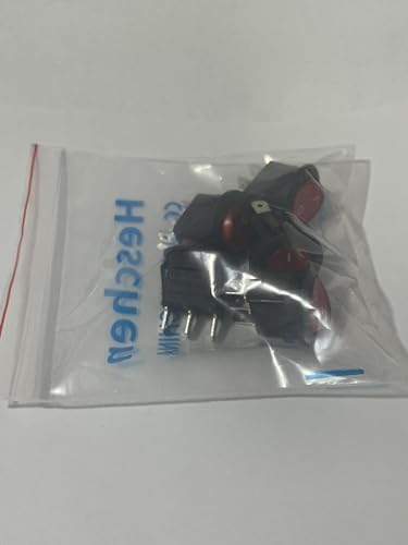 Heschen Red Round Rocker Switch Round ON-OFF SPST 3 Terminals 10A 250VAC UL VDE 5Pack