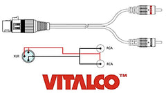 VITALCO XLR Female to 2x RCA Male Adapter 3 PIN Microphone to Double RCA Plug Cable