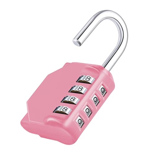 ZHEGE Padlock with Code, 4 Digit Combination Lock for Locker, Resettable Coded Padlock for School and Gym Lockers, Outdoor Padlock Weatherproof for Backyard Fence Gate, Sheds, Garage Door (Pink)