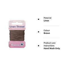 Hemline Strong Linen Thread for Sewing and Repair of Canvas, Upholstery, Saddlery and Heavy Fabrics - Colour Brown - 1 x 10m Card