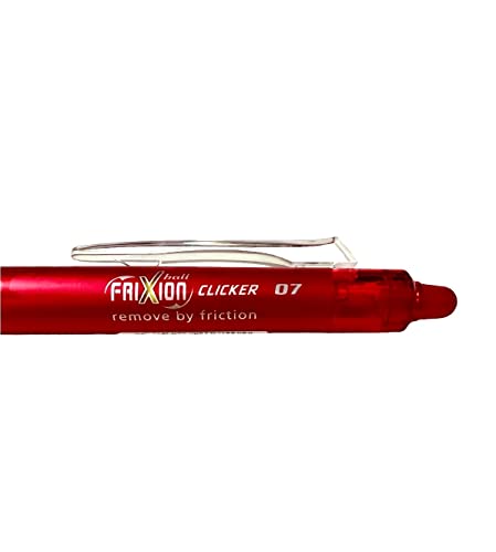 Pilot Frixion Clicker Retractable Erasable Rollerball 0.7 mm Tip - Red, Single Pen