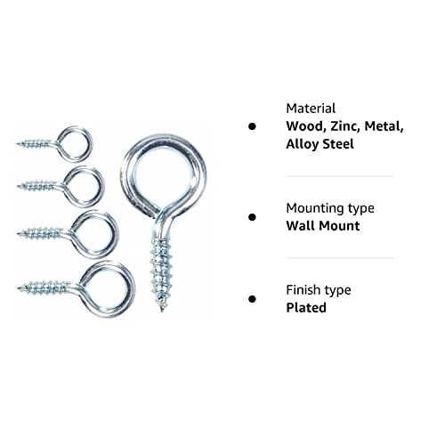 SISI UK® 20 x Heavy Duty Screw in Eye Hooks 30mm,35mm,40mm,45mm,55mm,65mm,75mm -Metal/Wood/Thread/Twist/Ring/HoopHeavy Duty Loop/Vine/Hoop/Frame Eye Hooks (75MM)