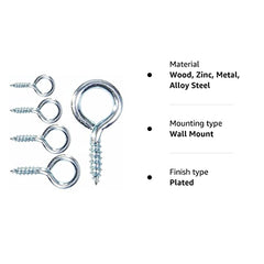 SISI UK® 20 x Heavy Duty Screw in Eye Hooks 30mm,35mm,40mm,45mm,55mm,65mm,75mm -Metal/Wood/Thread/Twist/Ring/HoopHeavy Duty Loop/Vine/Hoop/Frame Eye Hooks (75MM)