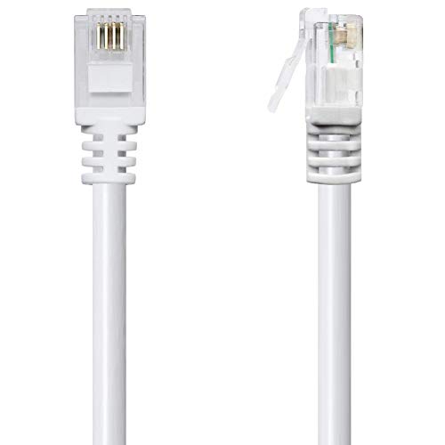 1STec 10M ADSL2and Super High Speed Cat5e RJ11 Broadband Hub Internet Extension Cable for BT Infinity Sky Q Talktalk Plusnet EE Vodafone Post Office Router on Fibre or Standard Services 10 Metre White