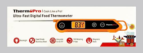 ThermoPro TP03H Instant Read Meat Thermometers with Foldable Temperature Probe, IPX6 Waterproof Food Thermometer with Calibration & Lock Function Cooking Thermometer for Air Fryers, Kitchen, BBQ Oven