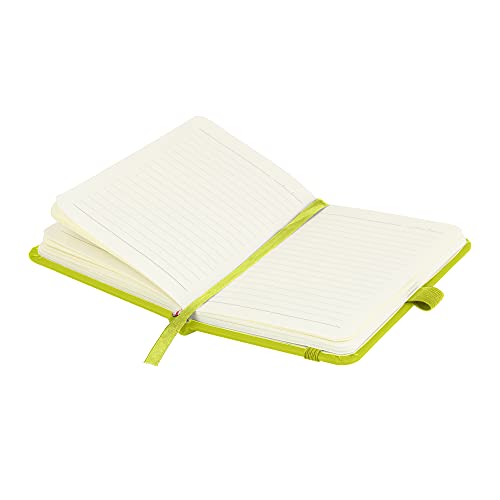 Savvy Bee 2 x Notebooks, Double Pack A6 Notebook New Lined Pocket Hardback Small Journal with pen loop, elastic closure and ribbon marker 196 pages / 98 sheets Notepad Notes Pad (Lime)