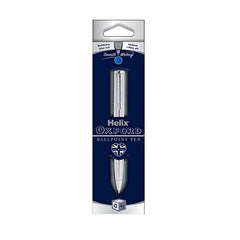 Helix Oxford Premium Stainless Steel Ballpoint Pen (Blue Ink) - Plastic Free Packaging, 209819