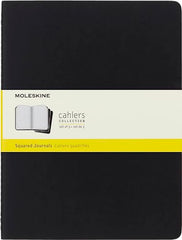 Moleskine Notebook, Squared Page Journal, Cardboard Cover, 16 Detachable Sheet, Set of 3 Journals, Format 19x25 cm, 120 Pages, Black Color