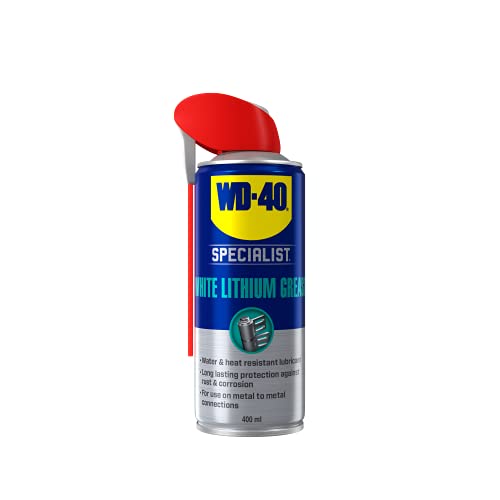 WD-40 Specialist White Lithium Grease Spray 400ml - All-Weather Protection for Heavy-Duty Metal-to-Metal Applications with Smart Straw Applicator