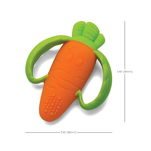 Infantino - Lil' Nibble Teethers - Carot Toother - Toy Toother - Silicone Soft-Textured Teether - Sensory Exploration - Teething Relief - Easy to Hold Handles - 0 Month and - 1 Unit - Multicolor