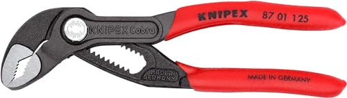 Knipex Cobra® High-Tech Water Pump Pliers grey atramentized, with non-slip plastic coating 125 mm 87 01 125