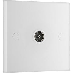 BG Electrical 960-0J Single Co-Axial Socket, White Moulded, Square Edge