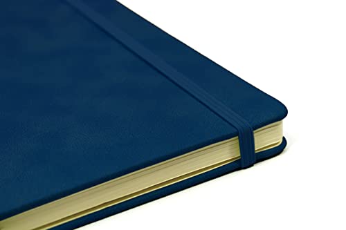 Silvine A5 Executive Hardback Notebook / Journal Blue. 160 Lined Pages of 90gsm Premium Ivory Paper, 197BL