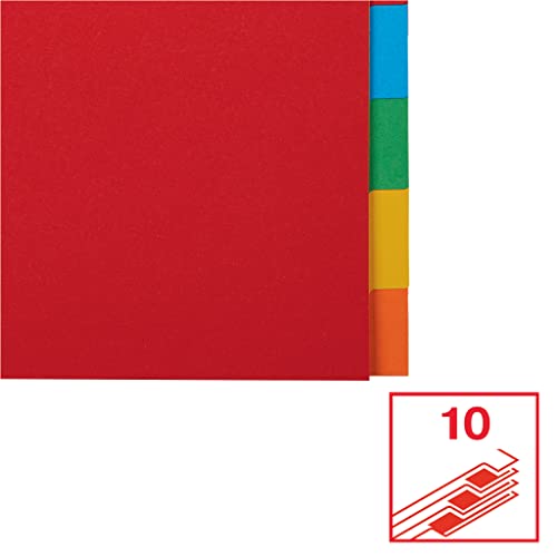 Esselte A4 1-10 Dividers, Heavy Duty Recycled Cardboard, Red/Multicolour (Pack of 2)