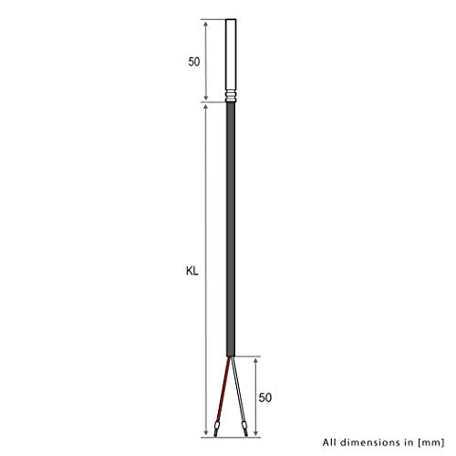 iOVEO 035HP01201 - PT100 - Temperature probe with PVC line up to 105°C, temperature sensor, memory sensor, 1 meter