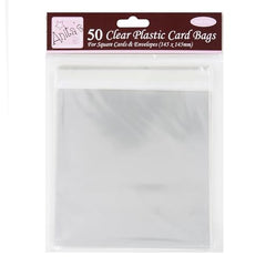 Anitas Square Card Bag, 145 x 145mm, Clear, Pack Of 50, Plastic Bag, Card Protection Bag, For Home, Art, Craft, Cardmaking