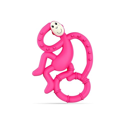 Matchstick Monkey, Antimicrobial Silicone Teether, Easy To Grip, BPA Free, 3 Months Oldand, 10 cm, Pink Mini Monkey