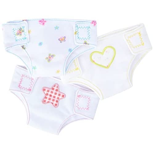 DOLLSWORLD from Peterkin   3-Pack Fabric Doll Nappies   Adjustable and reusable fabric dolls nappies   Dolls & Accessories   Ages 18m and