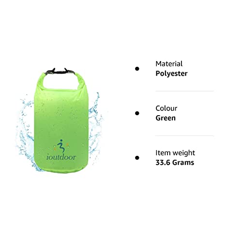 ioutdoor Waterproof Dry Bags Lightweight 2L/5L/10L/20L Keep Dry Clean, Dry Compression Sacks Small Large for Kayaking, Hiking, Swimming, Camping, Canoeing, Boating, Fishing (Green, 2L)