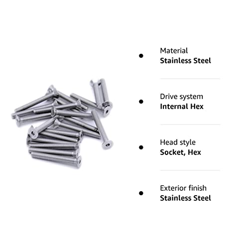 M4 (4mm x 6mm) Hex Socket Countersunk Machine Screw (Bolt) - Stainless Steel (A2) (Pack of 20)