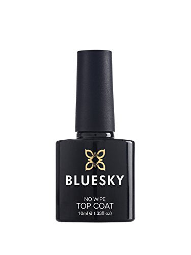 BLUESKY No Wipe Top Coat 10 ml, Clear Gel Nail Polish Top Coat for 21 Day Manicure, Professional, Salon and Home Use, Requires Curing Under LED UV Nail Lamp