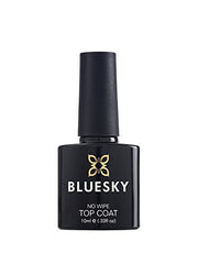 BLUESKY No Wipe Top Coat 10 ml, Clear Gel Nail Polish Top Coat for 21 Day Manicure, Professional, Salon and Home Use, Requires Curing Under LED UV Nail Lamp