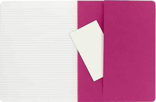 Moleskine Cahier Journal, Set 3 Notebooks with Ruled Pages, Cardboard Cover with Visible Cotton Stiching, Colour Kinetic Pink, Extra Large 19 x 25 cm, 120 Pages