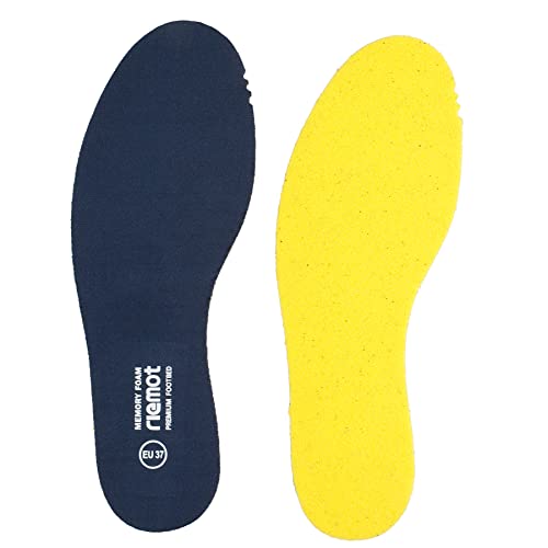 riemot Women's Men's Memory Foam Insoles, Super Soft Replacement Innersoles for Running Shoes, Trainers, Work Boots, Walking Shoes Comfort Cushioning Shoe Inserts, Men Navy UK 9 EU 43