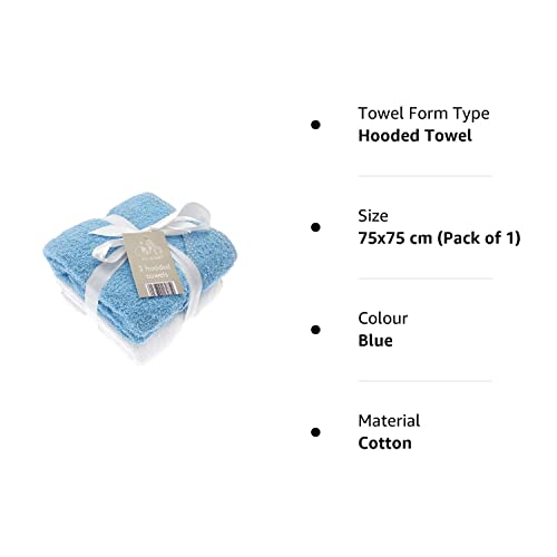 2 Soft White Elli and Raff Baby Hooded Bath Time Towel 100% Cotton Baby Gift (Blue)