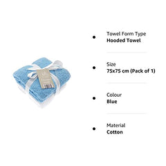 2 Soft White Elli and Raff Baby Hooded Bath Time Towel 100% Cotton Baby Gift (Blue)