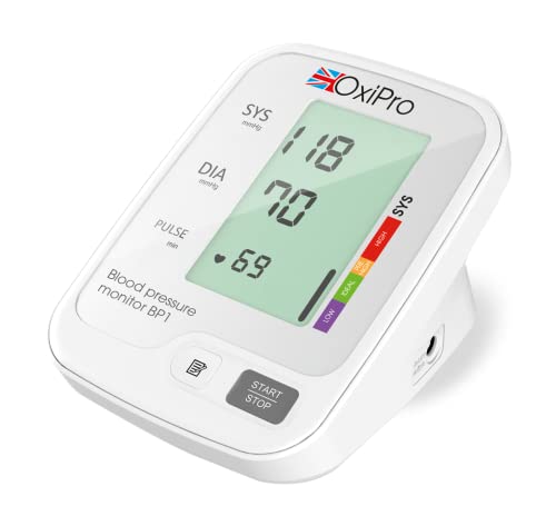 OxiPro BP1 Blood Pressure Monitor - CE Certified - MHRA Registered - Tested for Accuracy Medical Blood Pressure Machine - BP Monitor for Home - Small to Large Cuff - Approved Blood Pressure Monitors