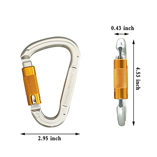 Climbing Carabiners Locking Carabiner Clip Auto-Lock Aluminum Carabiners Heavy Duty with Screwgate for Climbing, Rappelling, Hammocks, Mountaineer, Water Bottle (25KN)