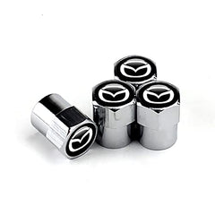 4pcs Auto Tire Air Valve Caps- Car Wheel Tyre Dust Stems Cover with Logo Emblem Waterproof Dust-Proof Universal fit for All Cars (silver, fit mazda)