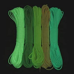 WINGONEER® 550 Luminous Glow in the Dark Paracord Mil Spec Type III 7 strand parachute cord White 100 feet