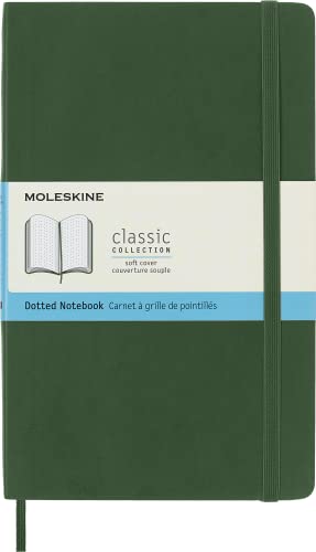 Moleskine Classic Dotted Paper Notebook - Soft Cover and Elastic Closure Journal - Color Myrtle Green - Large 13 x 21 A5 - 192 Pages