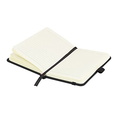 Savvy Bee Premium A6 Notebook New Lined Pocket Hardback Small Journal with pen loop, elastic closure and ribbon marker 196 pages / 98 sheets Notepad Note Book Notes Pad (Black)