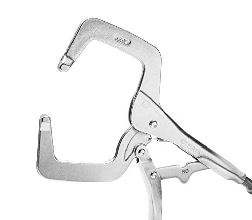 SATA ST71601SC 11-Inch C-Clamp Locking Pliers with Regular Tips, Nickel-Plated Steel Body and Narrow Profile to Fit into Confined Areas