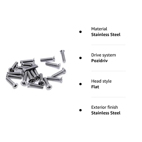 M4 (4mm x 16mm) Pozi Countersunk Machine Screw (Bolt) - Stainless Steel (A2) (Pack of 20)