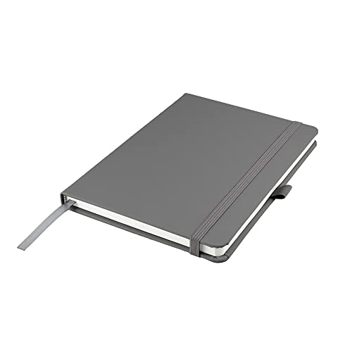 Savvy Bee Premium A5 Notebook New Lined Hardback Journal with Pen Loop,196 Page, Elastic Closure and Ribbon Marker Notepad Note Book Notes Pad (Grey)