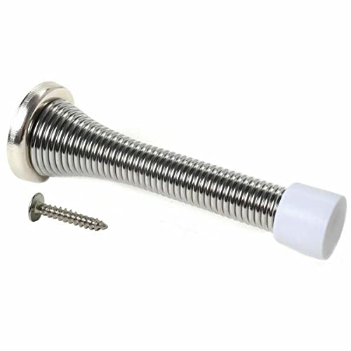 3 x fiXte Wall Mounted Chrome Spring Door Stop Sprung Stopper Skirting Board Buffer