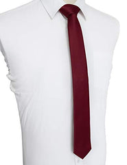 JEMYGINS 2.4 inches Burgundy Tie Silk Skinny Ties for Men Slim Necktie (6cm)