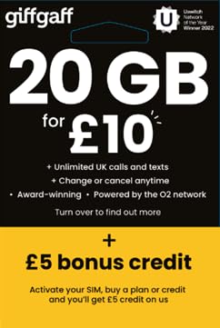 giffgaff Nano/Micro/Standard SIM – lowcost 4G/5G monthly bundles, perfect for phones or travel WiFi devices