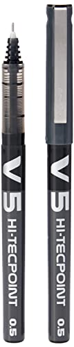 PILOT V5 0.5 mm Liquid Ink Rollerball Pen - Black (Pack of 5), 3131910541103