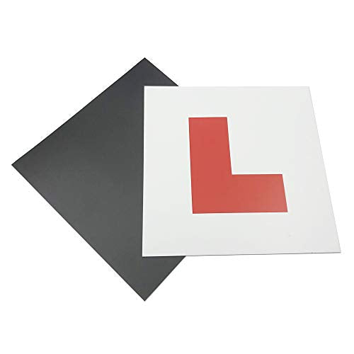 BEEWAY L Plates Fully Magnetic for Car Learning Driver - Extra Thick 1.0mm Strong Magnetic Back for Vehicles, Easy to Attach & Remove - 2 Pack