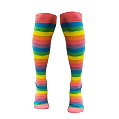 Colourful Baby World Kids Girls Cotton Rich Rainbow Striped Knee Socks (3-5 Years, Pink)