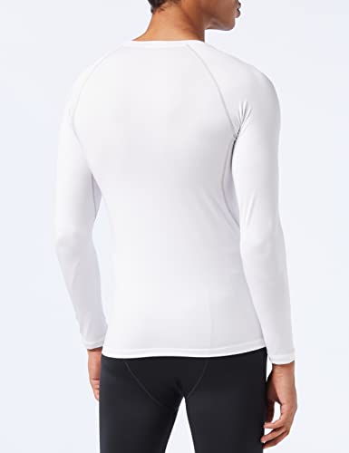 MEETYOO Men's MenÂ’s Compression Base Layer Top Long Sleeve T-shirt Sports Gear Fitness Tights for Running Gy Shirt, White, XL UK