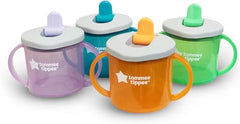 Tommee Tippee First Cup Sippy Cup for Babies with Flip-Up Free-Flow Spout and Easy Gip Handles, 4mand, 190ml, pack of 4, mixed colours